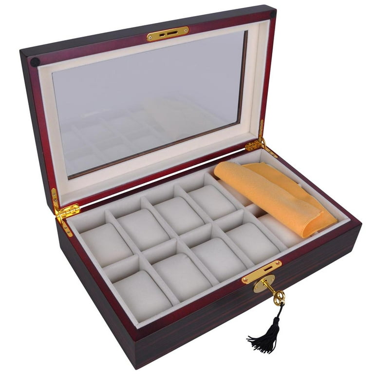 4x Luxury Single Slot Wood Watch Case w/ Pillow Wristwatch Box Organizer  Storage