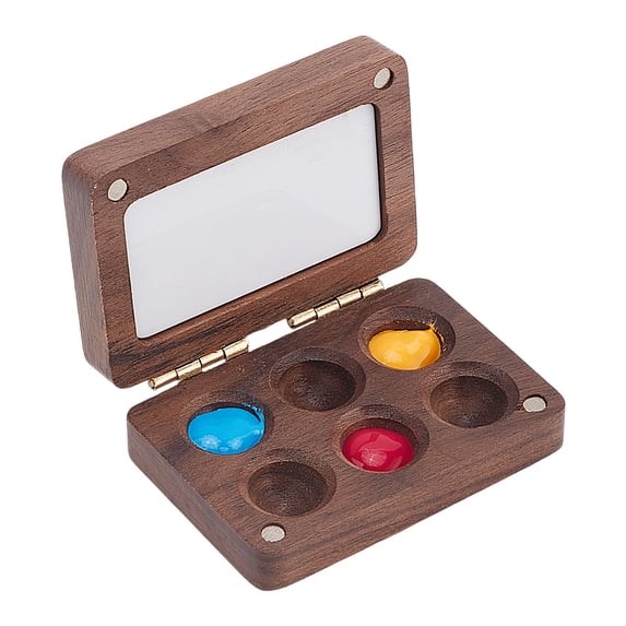 Wood Watercolor Paints Tins box Painting Storage box For Art Painting Paints Storage Container Rectangle Sienna 41x61x17.5mm Inner Diameter: 12mm Wood