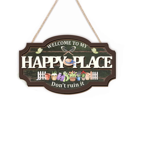Wood Welcome Sign Garden Decorative Sign Entry Door Courtyard Fence Damper