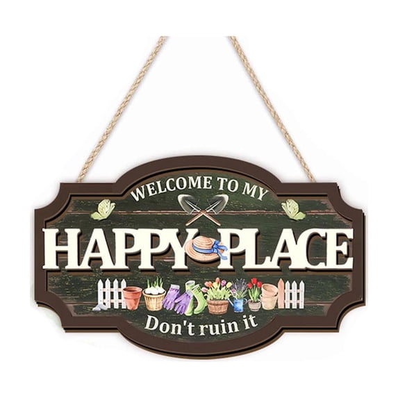 Wood Welcome Sign Garden Hanging Welcome Plaque Outdoor Decor, Rustic Front Door Porch Fence Sign, Farmhouse Entryway Patio Yard Decor