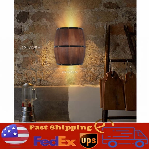 Wood Wine Barrel Wall Lamp Wall Light Fixture Sconce Lighting Home Decoration