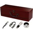 thumbnail image 1 of Wood Wine Box with Handle, Wooden Wine Bottle Box, Gift Box for Wine Bottle, Includes Corkscrew and Pourer, Ideal for Luxury Gifting and Safe Wine Shipping, 1 of 5