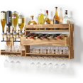 thumbnail image 1 of Wood Wine Rack Wall Mounted, Liquor Bottle Display Shelf for The Home Bar,Wine and Liquor Wall Rack with Glass Holder,Rustic Bar Shelves with 4-Bottle Whiskey Liquor Dispenser, 1 of 7