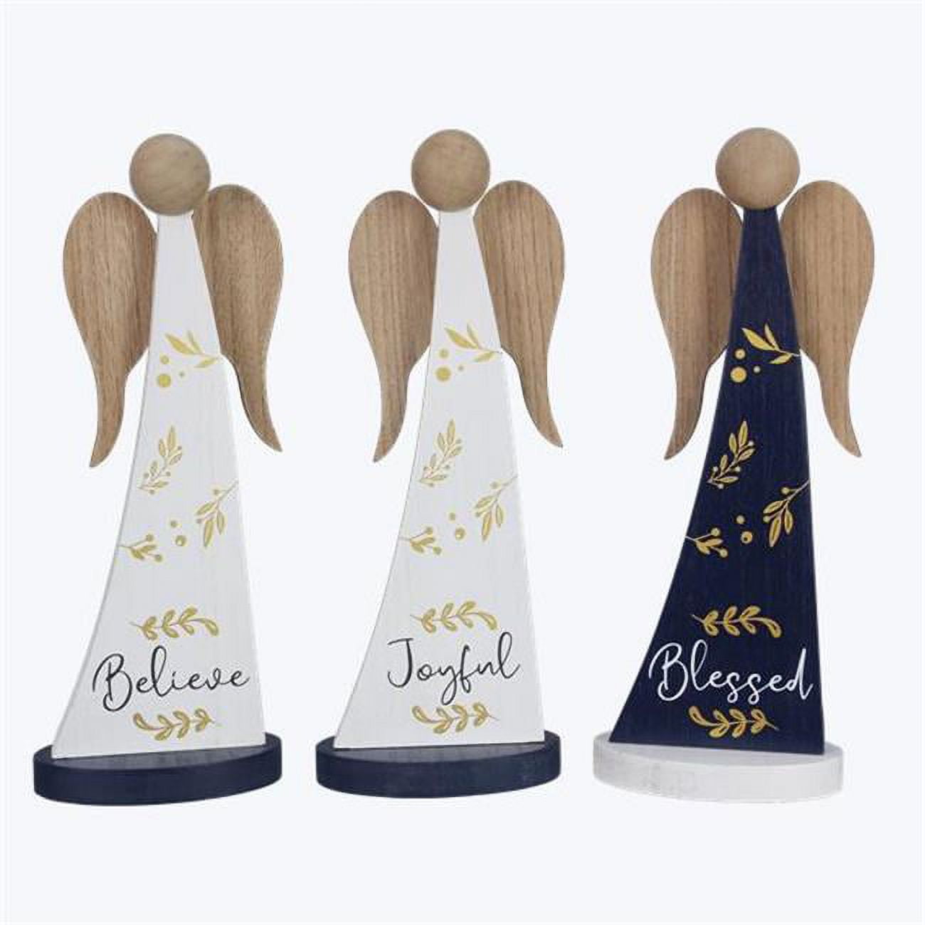 Wood Winter Solstice Tabletop Angels, Assorted Color 3 Piece