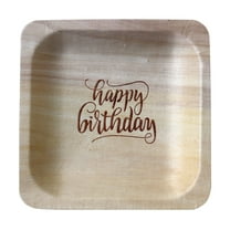 Wood & Wonder 50 Piece Happy Birthday Fancy Disposable Wood Party Plates