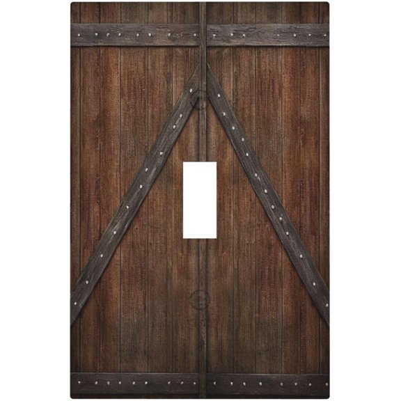 Wood Wooden Barn Door Rustic Vintage Light Switch Cover Plate, 1 Gang Single Toggle, Wall Plate
