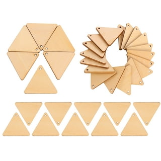 TEHAUX 15pcs Triangular Wood Chips Wooden Craft Shapes Wood Craft Wooden  Hanging Tags Triangles Wood Shapes Wooden Slices DIY Crafts Wood Coasters