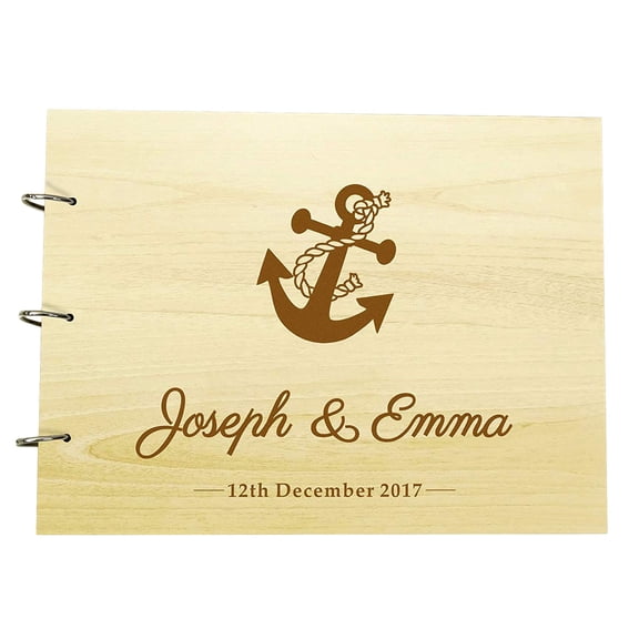 Wood Wooden Name Engraved Advice Book Custom Rustic Wedding Guest Book