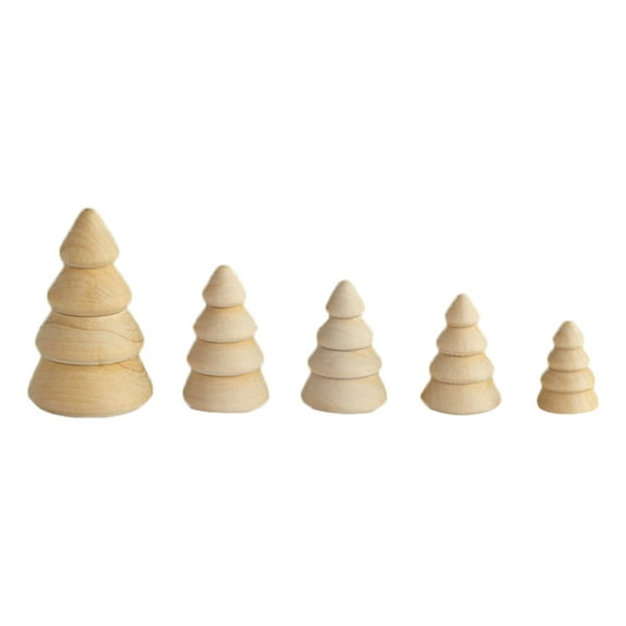 CIMAXIC Unpainted Khaki Wooden Xmas Tree Cutouts for Creative Holiday Decor