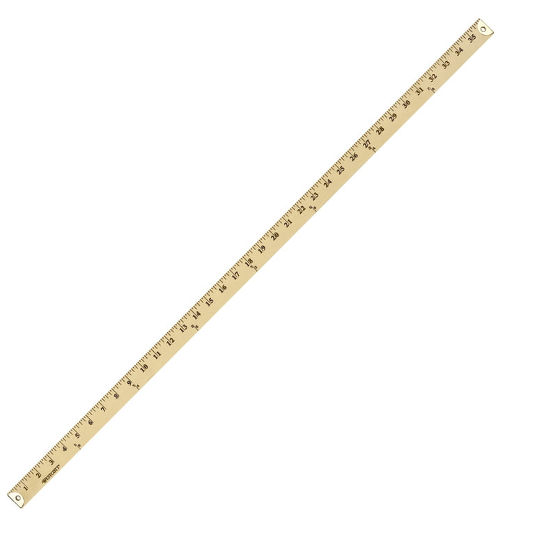 Wood Yardstick with Metal Ends, 36 Long. Clear Lacquer Finish
