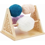 Wood Yarn Holder Portable 3-Revolving Yarn Holder Dispenser Hollow Pattern Triangle Crochet Knitting Holders Crochet Yarns Storage Rack