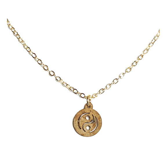 Wood Yin Yang Necklace with Adjustable Chain