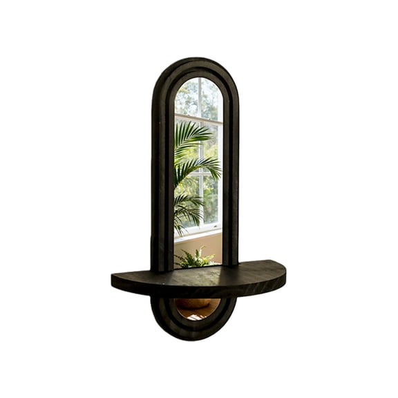 Wood and Acrylic Mirror Wall Shelf Plant Display Rack for Living Room Decors