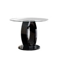 thumbnail image 1 of Wood and Glass Counter Height Table with O Shaped Base, Black, 1 of 5