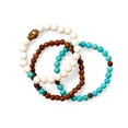 thumbnail image 1 of Wood and Magnesite Buddha Stretch Bracelet Set Three 7 Inch Bracelets First Has 5.5mm Beads Stretch Bracelet for Women, 1 of 2