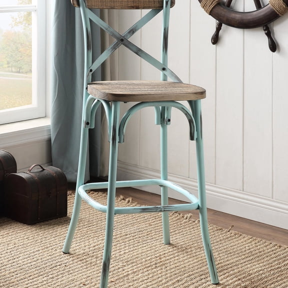 Wood and Metal Blend - Comfortable Rectangular Stool for Bedroom