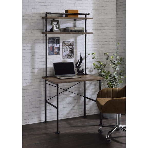 Wood and Metal Construction | Perfect for Office Tasks and Dining Needs | 2 - Tier Shelf Keeps Essentials Organized