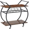 Wood and Metal Portable Rolling Kitchen Bar or Coffee Cart with 3