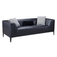 thumbnail image 1 of Wood and Metal Sofa with Faux Leather Upholstery and Elevated Armrest, Black, 1 of 2