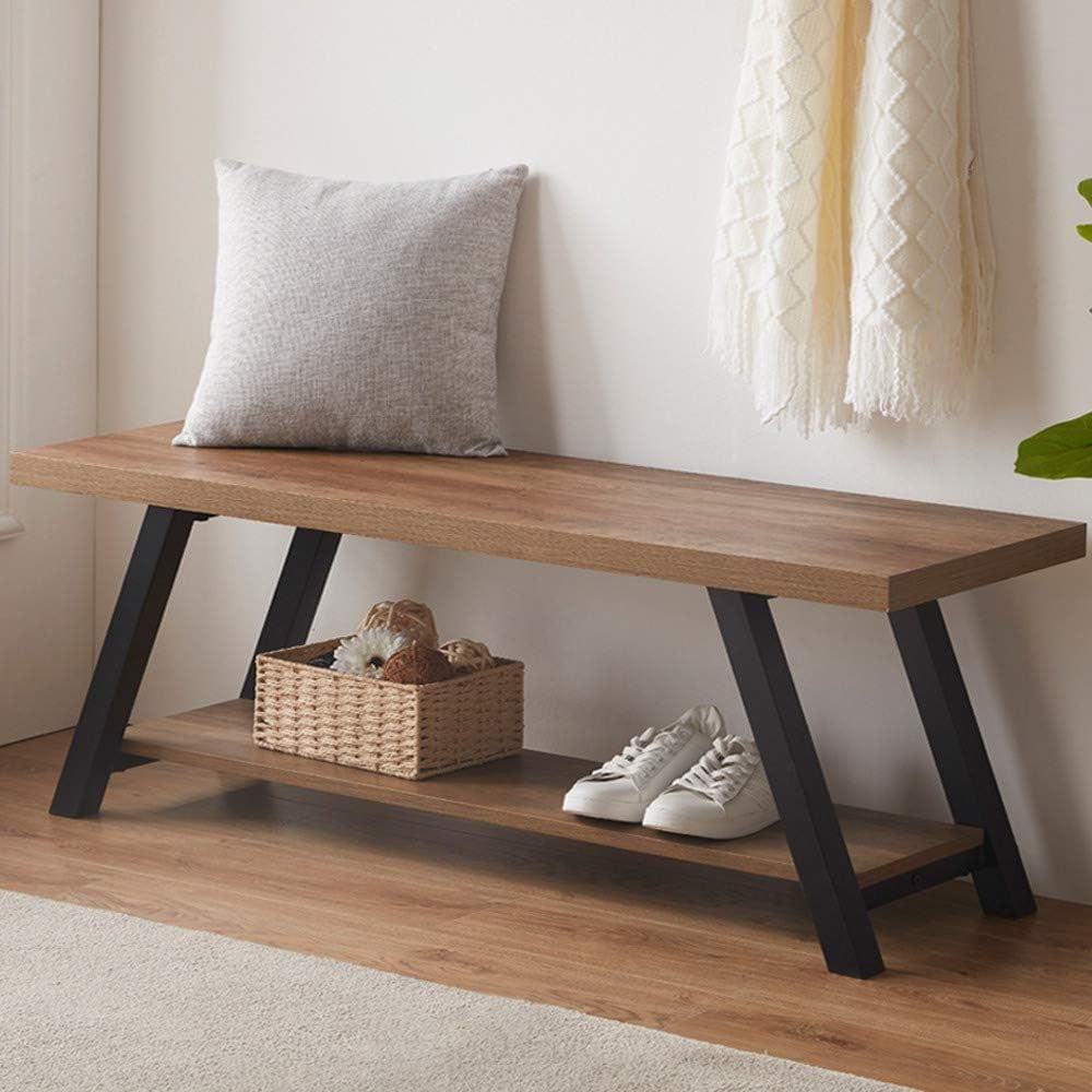 Wood and Metal Storage Bench for Living Dining Room, Farmhouse Indoor ...