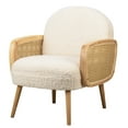thumbnail image 1 of Wood and White Cane Lounge Chair Countryside Style Living Room, 1 of 8