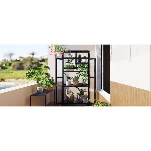 Wood and polycarbonate build - Special half - shelf for tall flowers - Garden or balcony - Anti - tipping safety feature