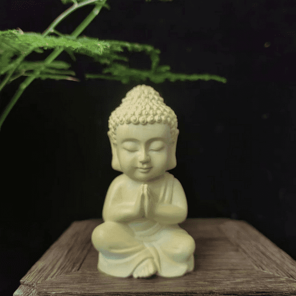 Wood carving boxwood carving Buddha figure Buddhist temple Feng Shui Good Luck Carving small Buddha statue Tibet boxwood carving little monk