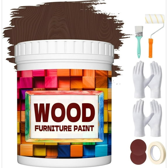 Wood furniture paint, Cabinet paint, Colored wood paint Door, table, cabinet polish, non-toxic and odorless, wood paint kit, quick-drying wood paint 12 oz coffee color