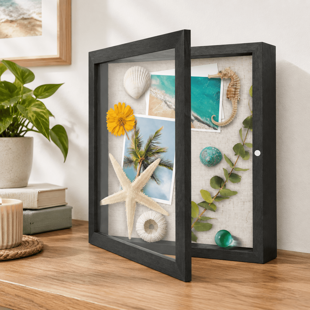 Wood-grain Black 11 in x 11 in Square Wall Mounted Deep Shadow Box ...