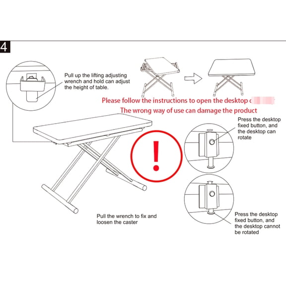 Wood grain desktop, black metal frame - Adjustable height range - Different table applications in life - Foldable and easy to store