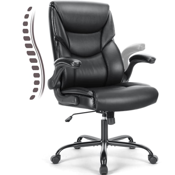 Nextay Big and Tall Office Chair Desk Chair 300lbs Wide Seat with Adjustable Armrest and Lumbar Support PU Leather High Back Executive Task Ergonomic Computer Chair for Back Pain,Black1
