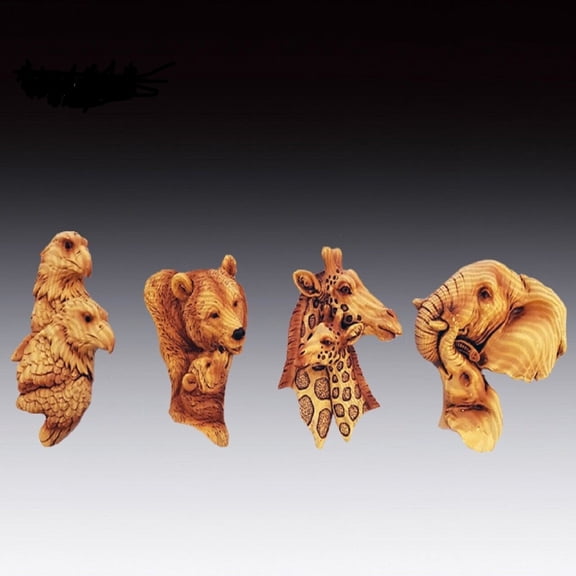 Wood like Animal Magnet 4 Piece Set 3 Inch Brown
