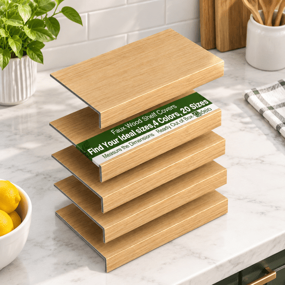 Vitamins Shelf Rack Wood-look Wire Shelf Covers, 33x12x2in, 5 Pack, Waterproof PVC Rack ...