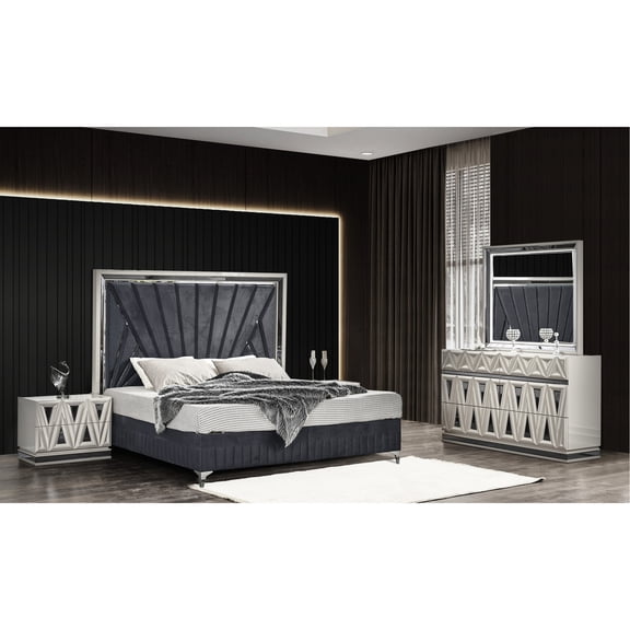 Wood-made 4-piece queen bedroom set with under-bed storage / Meet your bedroom storage needs