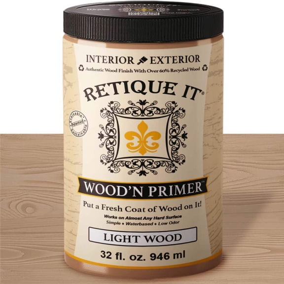 Retique It Wood'n Primer - Paint it then stain it - Stainable Wood Fiber Paint (Light Wood, Large)