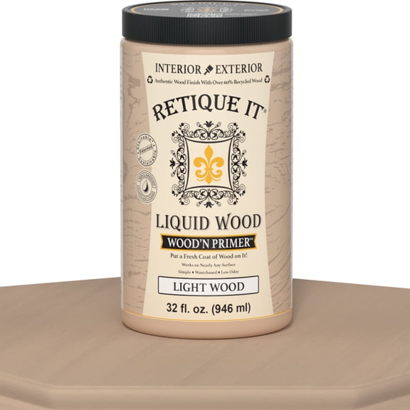 Retique It Wood'n Primer - Paint it then stain it - Stainable Wood Fiber Paint (Light Wood, Large)