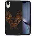 thumbnail image 1 of Wood phone case for iPhone XR compatible protective cell phone cover shockproof slim fit laser engraved Bob Cat design Black wood case for Men & Women by CaseYard, 1 of 7