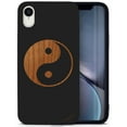 thumbnail image 1 of Wood phone case for iPhone XR compatible protective cell phone cover shockproof slim fit laser engraved Yin Yang design Black wood case for Men & Women by CaseYard, 1 of 7