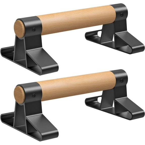 Wood push up bars Parallettes bars Anti-slip Handstand Bars for Calisthenics, Fitness, Floor workouts Solid Wood with Sturdy Metal Bracket, Support 600 lbs