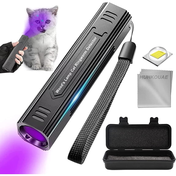 "Wood's Lamp pet cat, dog Wood's Black light Flashlight cat Ringworm Detector,Doctor Pet Urine Detector,for Analyzing Skin Dog Cat Care Bed Bug Inspect."
