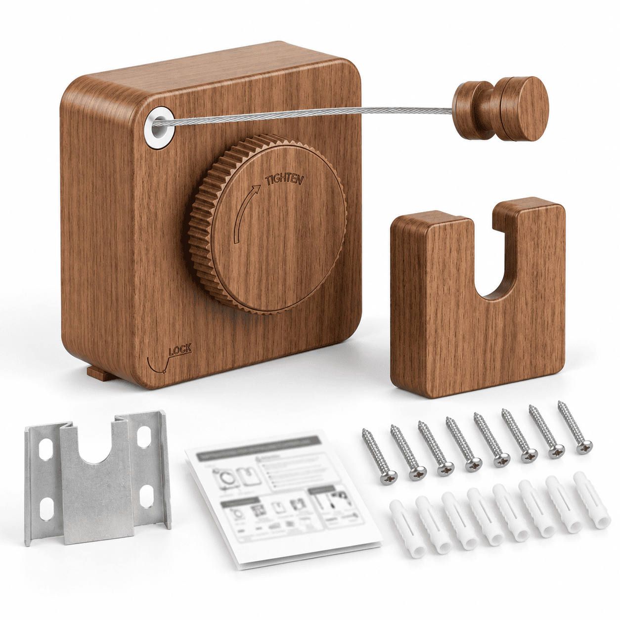 Wood-toned Wall Mounted Retractable Stainless Steel Clothesline, 16.7 ...