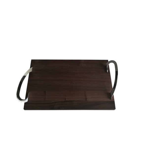 Wood tray with stainless steel. The perfect gift for a wedding registry. Decorate your dining table for a special birthday party and holidays. Luxury Made In Italy.