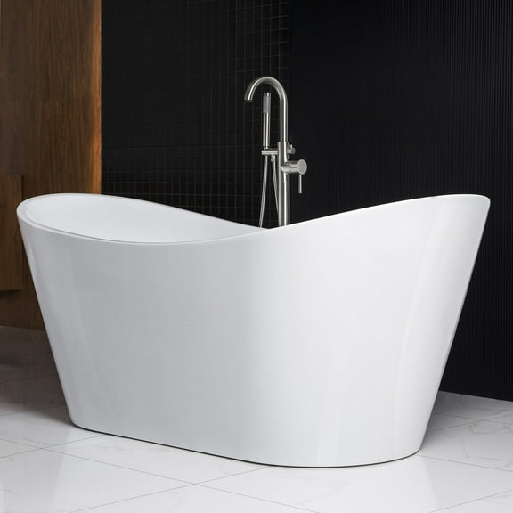 WoodBridge 71" Acrylic Freestanding Bathtub Contemporary Soaking Tub, B-0017