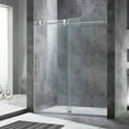 thumbnail image 1 of WoodBridge Frameless Sliding Shower Door, 56" - 60" Width, 76" Height, 3/8" (10 mm) Clear Tempered Glass, Brushed Nickel Finish, Designed For Smooth Door Closing. MBSDC6076-B, 1 of 8