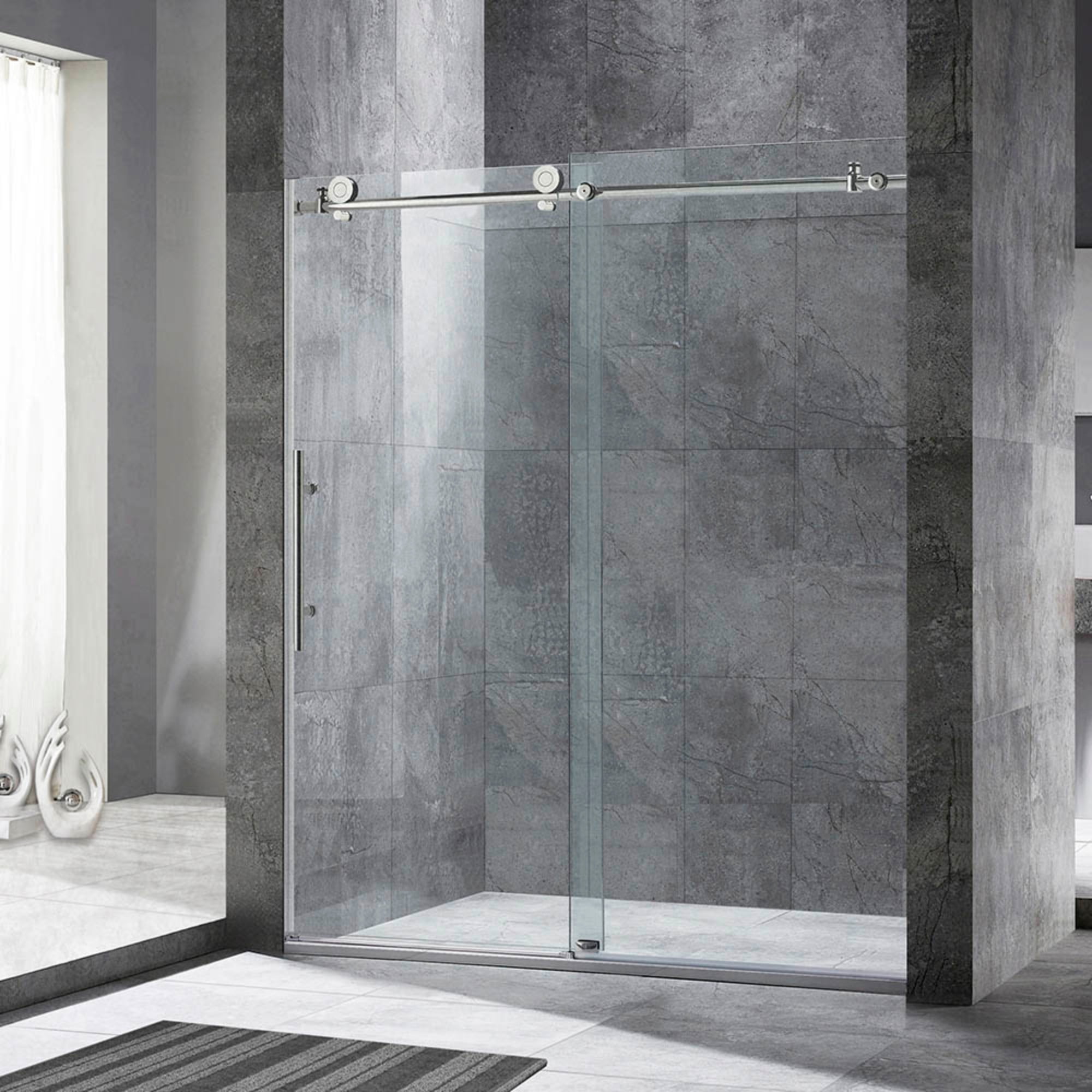 WoodBridge Frameless Sliding Shower Door, 56" 60" Width, 76" Height