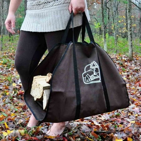 WoodEze Brown Firewood Carrier with Black Trim Nylon