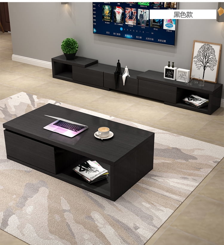 WoodFX Modern Wood Rectangle Coffee Table with Drawer Storage Shelf for ...