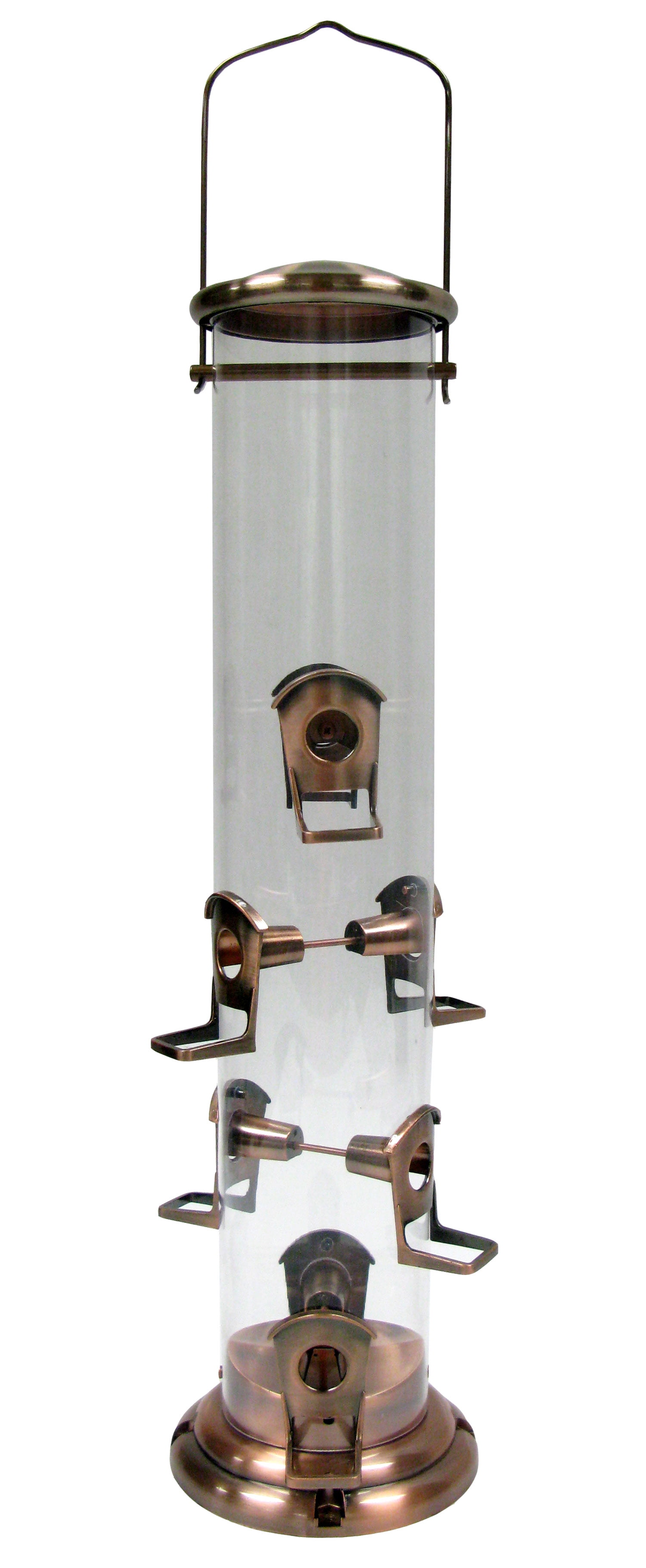 Woodlink Plastic Tube Bird Feeder with 8 Metal Ports and Brushed Copper Finish