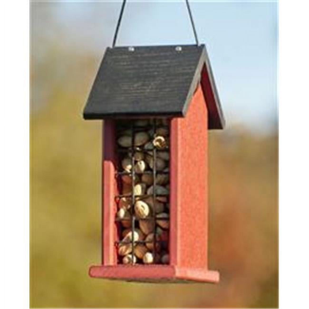 Red and Black Recycled Plastic Hanging Hopper Bird Feeder