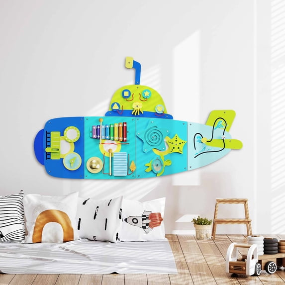 WoodTooy 4-Panel Sensory Wooden Activity Wall Busy Board – Interactive Learning Toy for Toddlers & Kids | Montessori-Inspired Fine Motor Skills Development